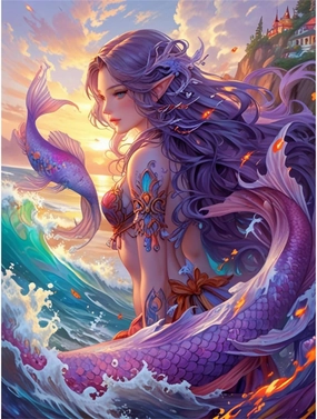 Funny Wooden Puzzle - 500 Piece Jigsaw Puzzle for Adults - Purple Fish Tail Girl Challenging Educational Game Fun Family Activities Mermaid Puzzle Floor Props Kid Gift Unzip Toy Wooden Puzzles