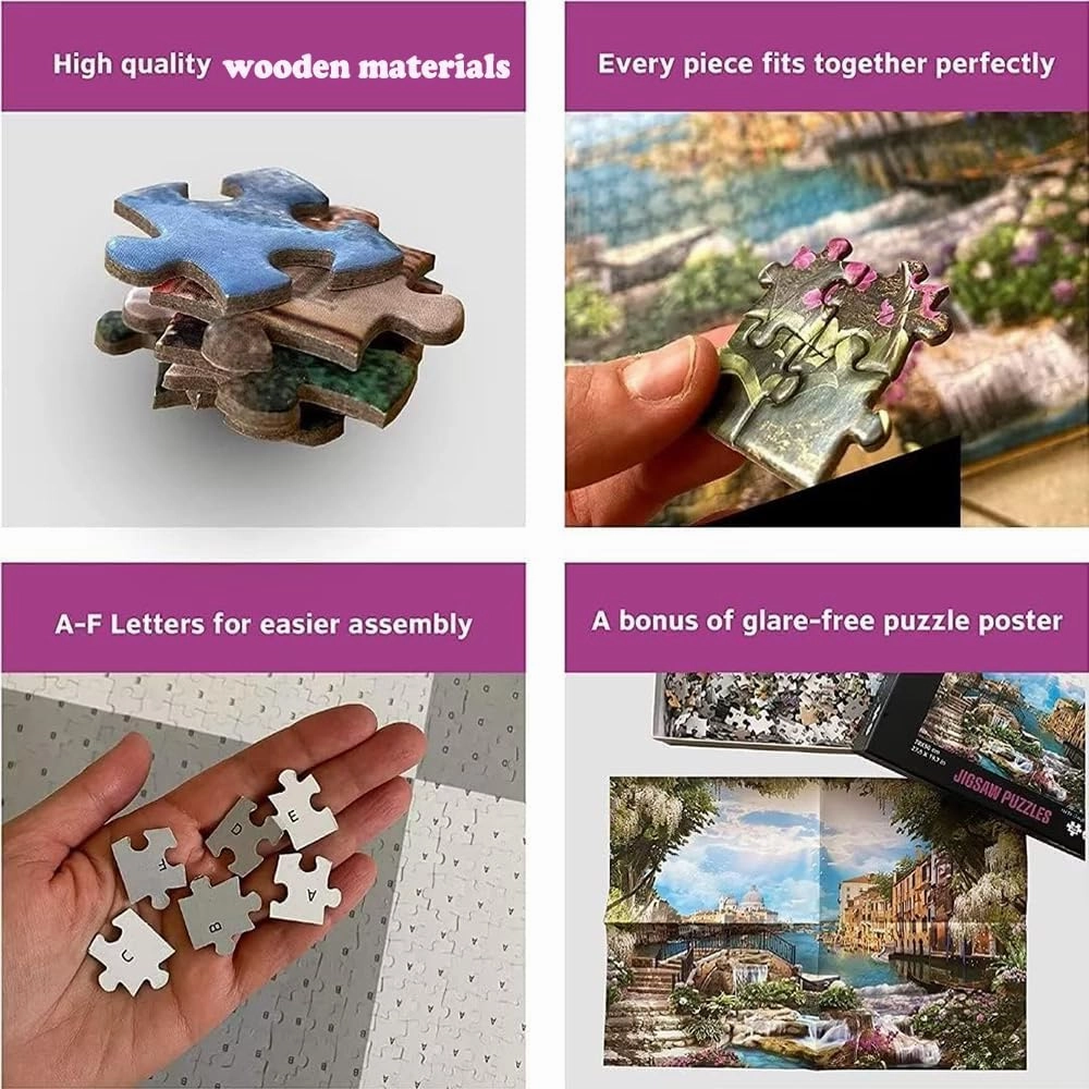 Funny Wooden Puzzle - 500 Piece Jigsaw Puzzle for Adults - Purple Fish Tail Girl Challenging Educational Game Fun Family Activities Mermaid Puzzle Floor Props Kid Gift Unzip Toy Wooden Puzzles