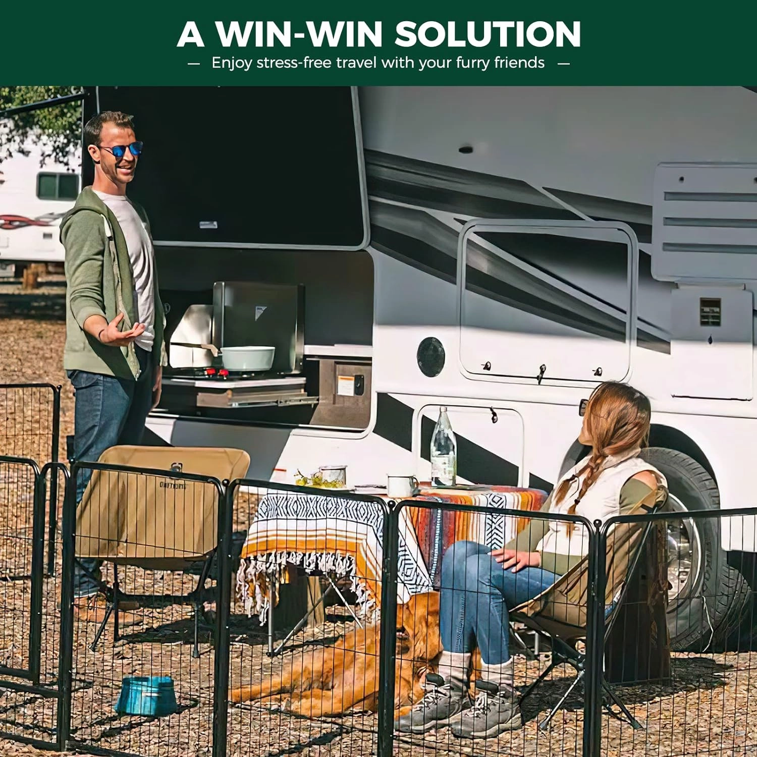 FXW Rollick Dog Playpen for Yard, RV Camping, 32 inch 16 Panels for Small and Medium Dogs│Patented