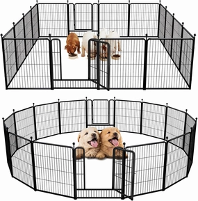 FXW Rollick Dog Playpen for Yard, RV Camping, 32 inch 16 Panels for Small and Medium Dogs│Patented
