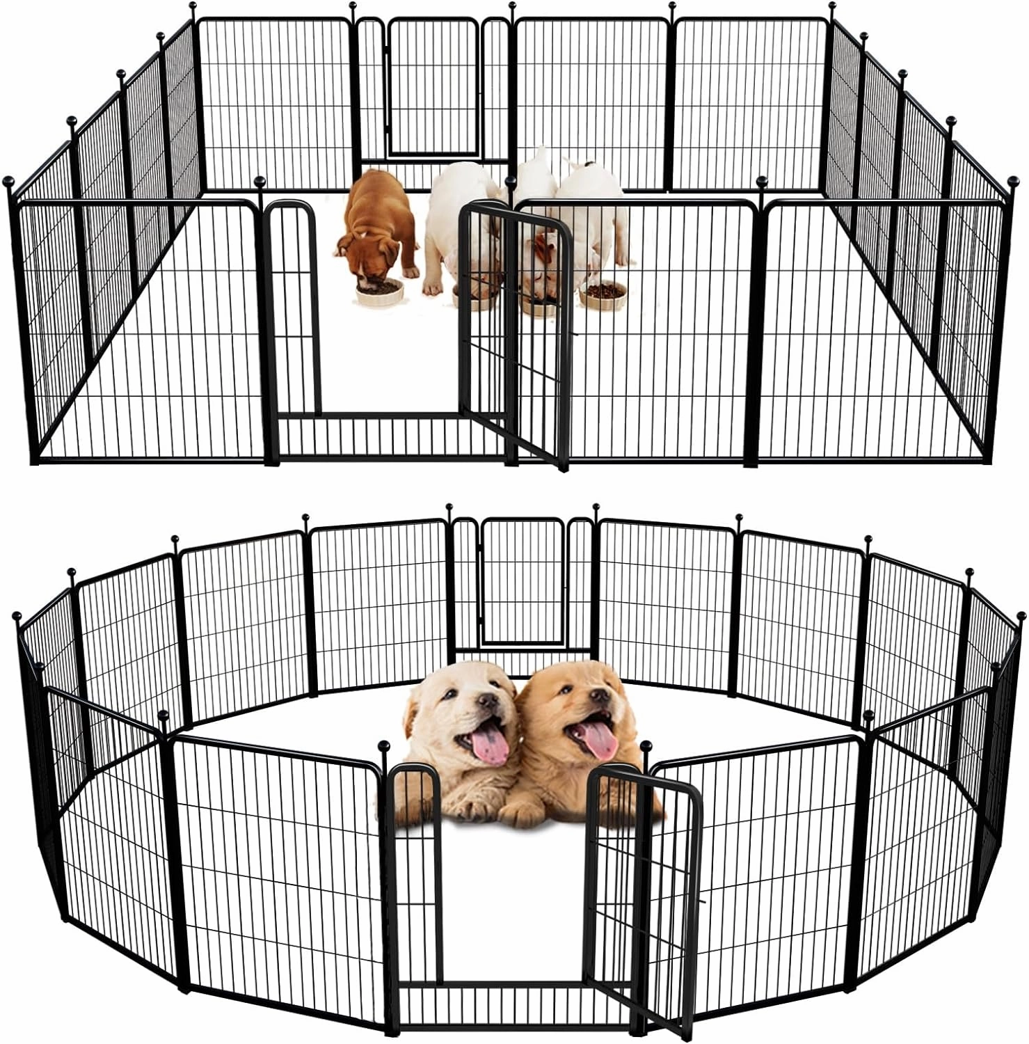 FXW Rollick Dog Playpen for Yard, RV Camping, 32 inch 16 Panels for Small and Medium Dogs│Patented