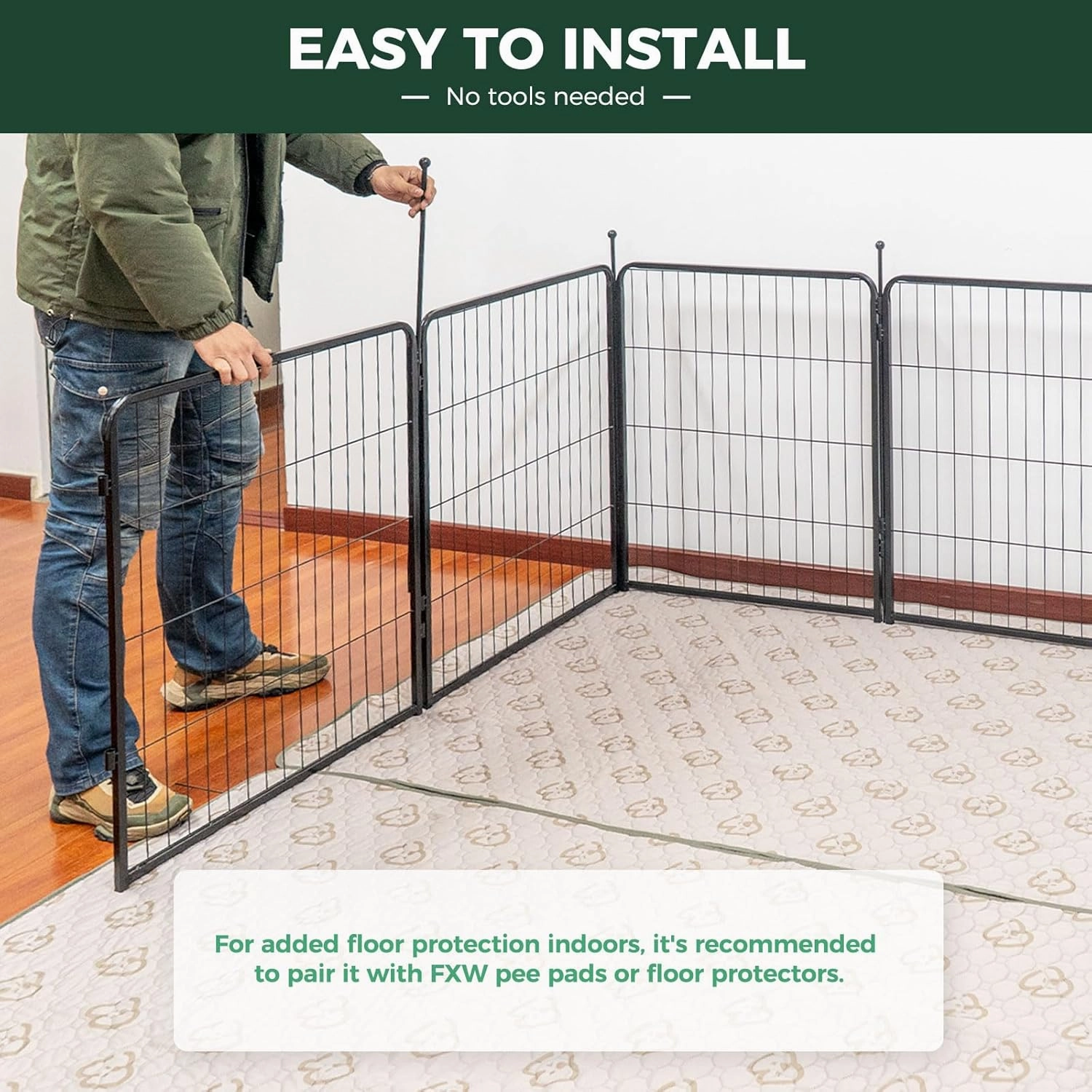 FXW Rollick Dog Playpen for Yard, RV Camping, 32 inch 16 Panels for Small and Medium Dogs│Patented