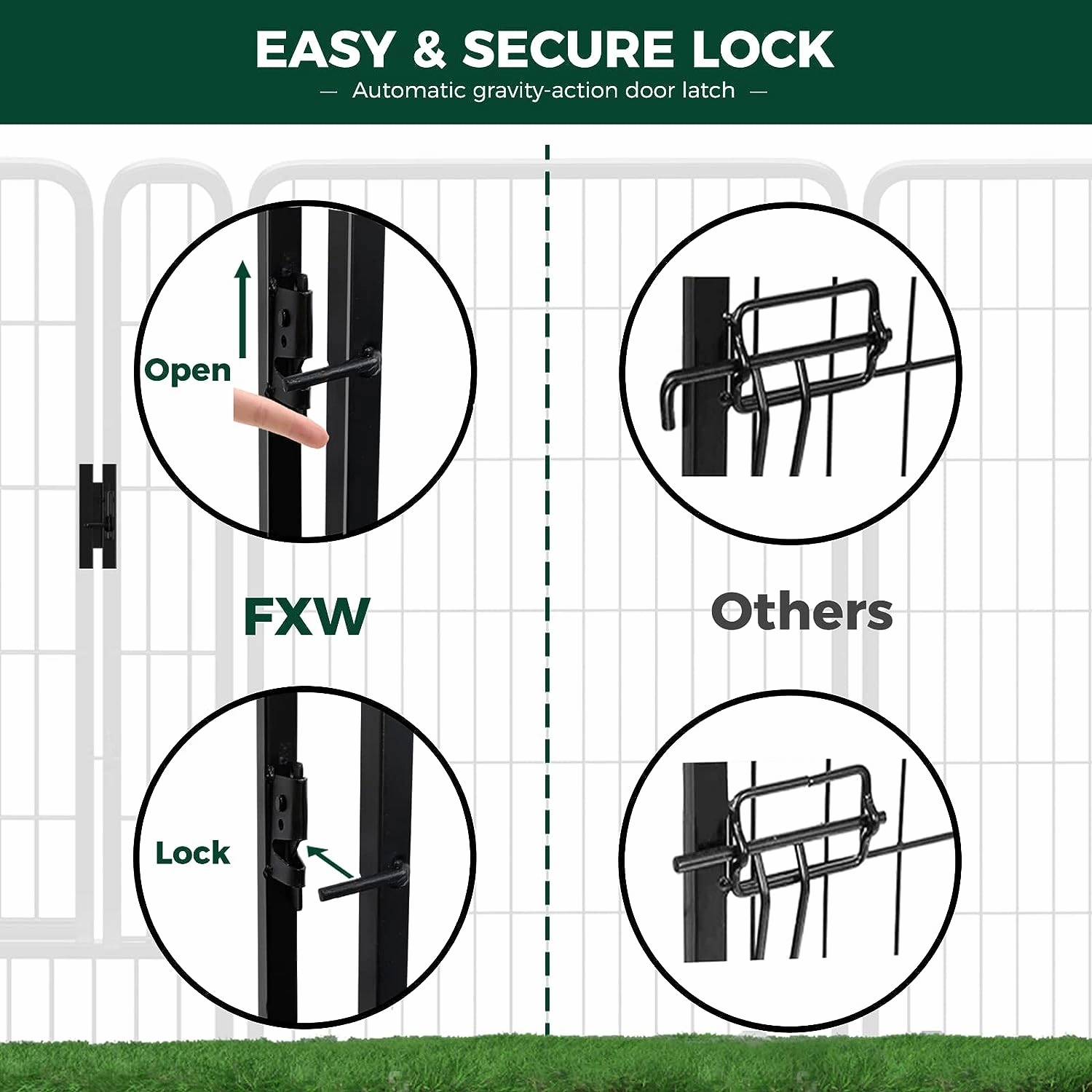 FXW Rollick Dog Playpen for Yard, RV Camping, 32 inch 16 Panels for Small and Medium Dogs│Patented
