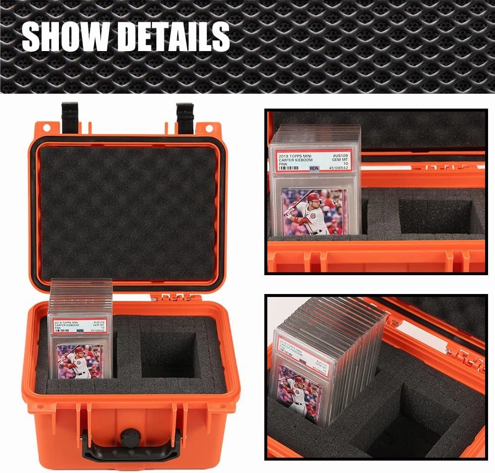 G-PLUS Graded Card Storage Box Compatible with BGS PSA SGC FGS Weatherproof Graded Sports Trading Cards(Small, Orange)