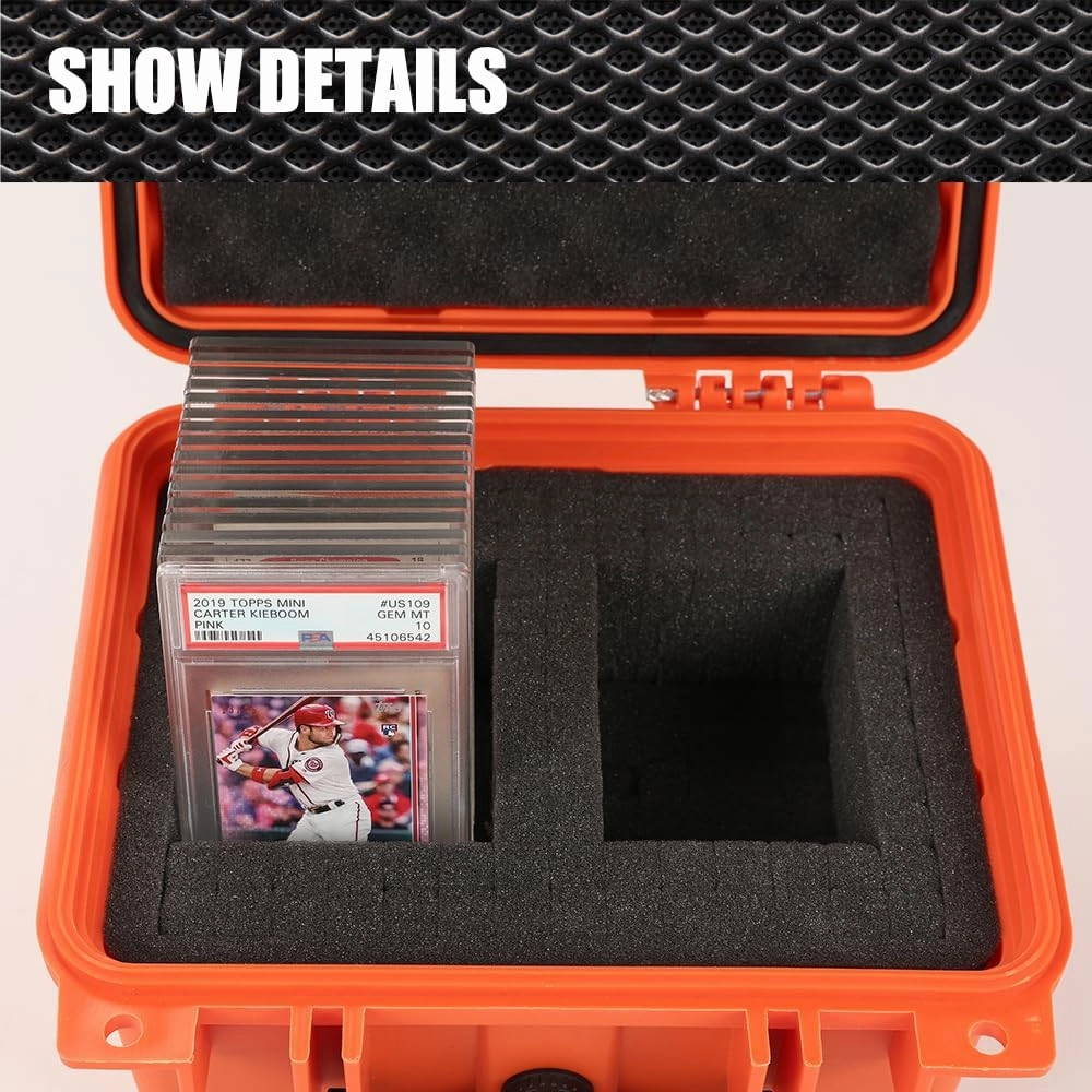 G-PLUS Graded Card Storage Box Compatible with BGS PSA SGC FGS Weatherproof Graded Sports Trading Cards(Small, Orange)