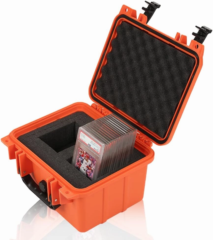G-PLUS Graded Card Storage Box Compatible with BGS PSA SGC FGS Weatherproof Graded Sports Trading Cards(Small, Orange)