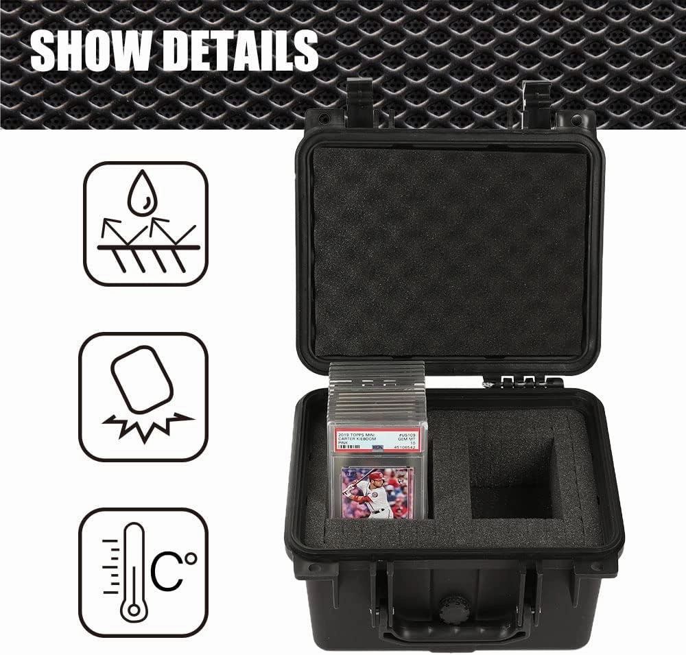 G-PLUS Graded Card Storage Box for BGS PSA SGC FGS Weatherproof Graded Sports Trading Cards(Small, Black)
