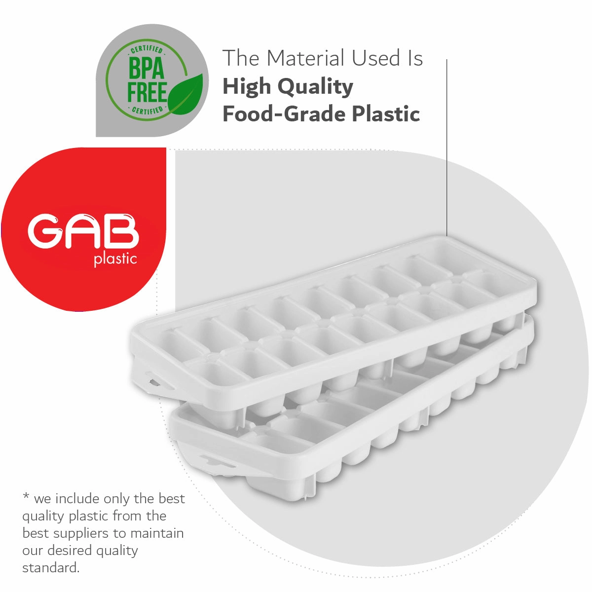 Gab Plastic Set of 4 Ice Cube Trays - White