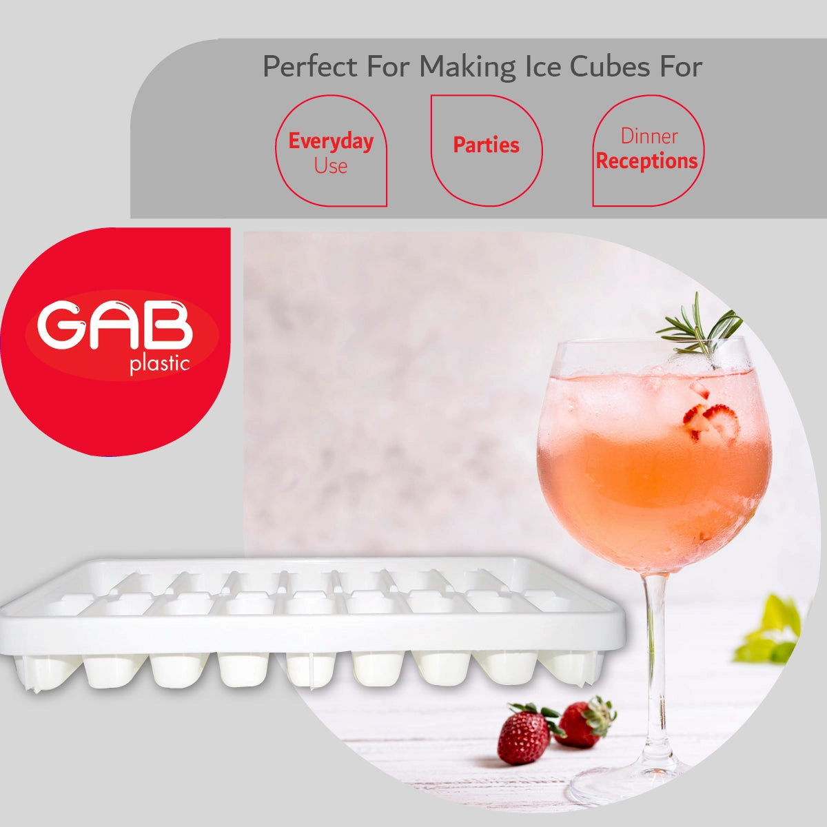 Gab Plastic Set of 4 Ice Cube Trays - White