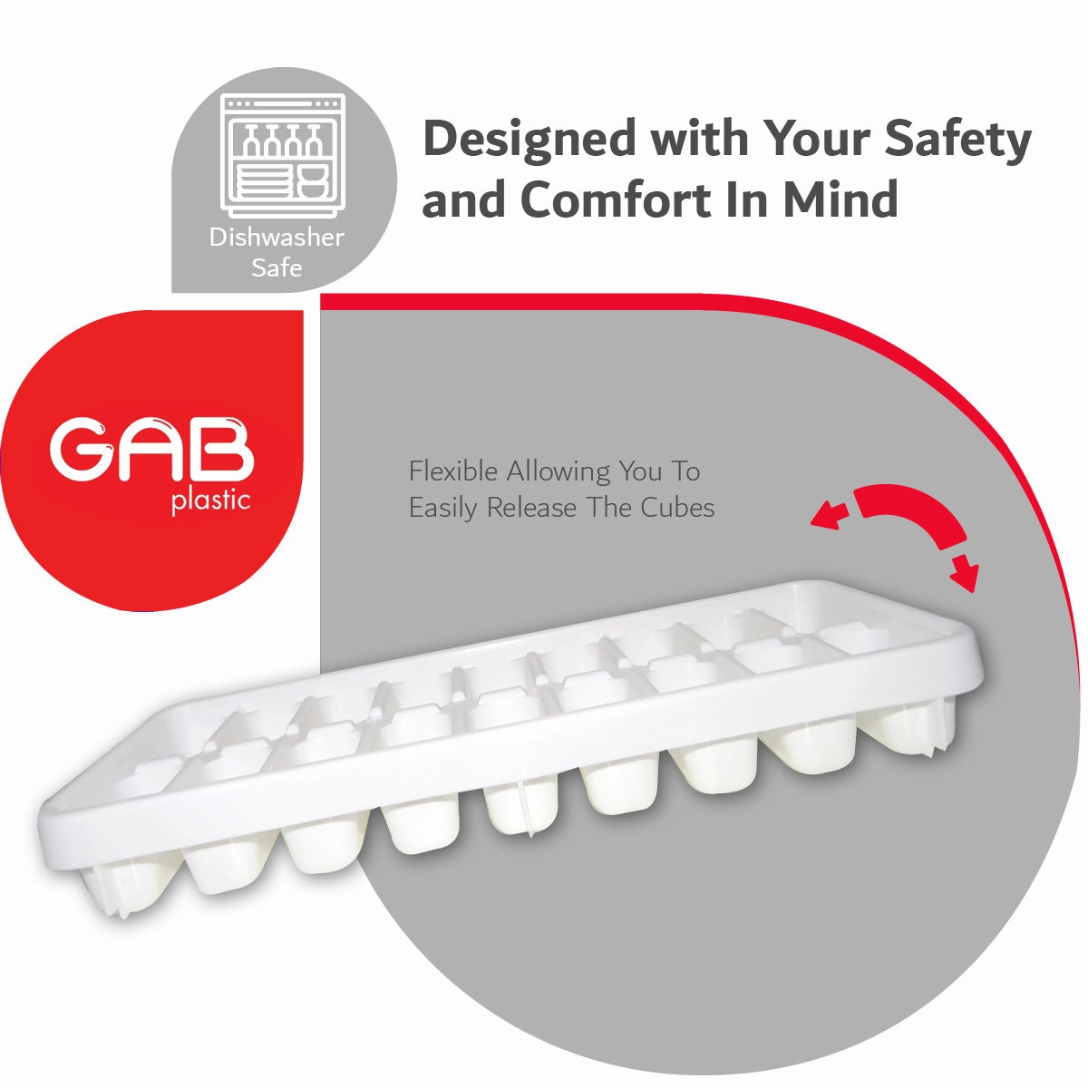 Gab Plastic Set of 4 Ice Cube Trays - White