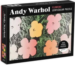 Galison Andy Warhol Flowers Jigsaw Puzzle, 300 Pieces, 17.75" x 11" Lenticular Jigsaw Puzzle Featuring Shifting Iconic Andy Warhol Artwork, Thick, Sturdy Pieces, Family Activity, Great Gift