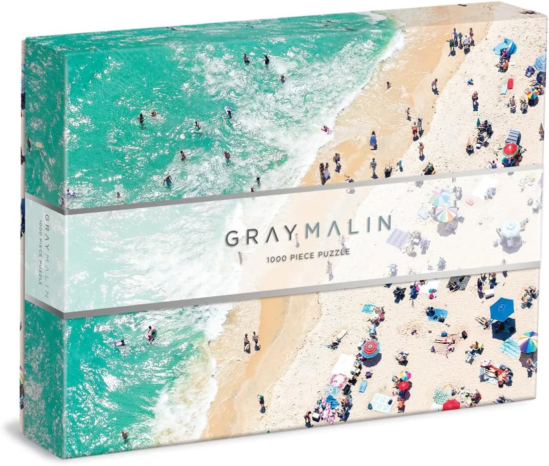 Galison Gray Malin The Seaside Puzzle, 1000 Pieces, 27” x 20” – Difficult Jigsaw Puzzle with Stunning Beach Artwork – Thick, Sturdy Pieces, Challenging Family Activity