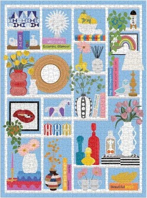 Galison Jonathan Adler Shelfie 1000 Piece Puzzle from Galison - 20" x 27" Puzzle Featuring Iconic Art by Jonathan Adler, Thick & Study Pieces, Challenging Jigsaw Puzzle for Adults, Great Gift Idea!