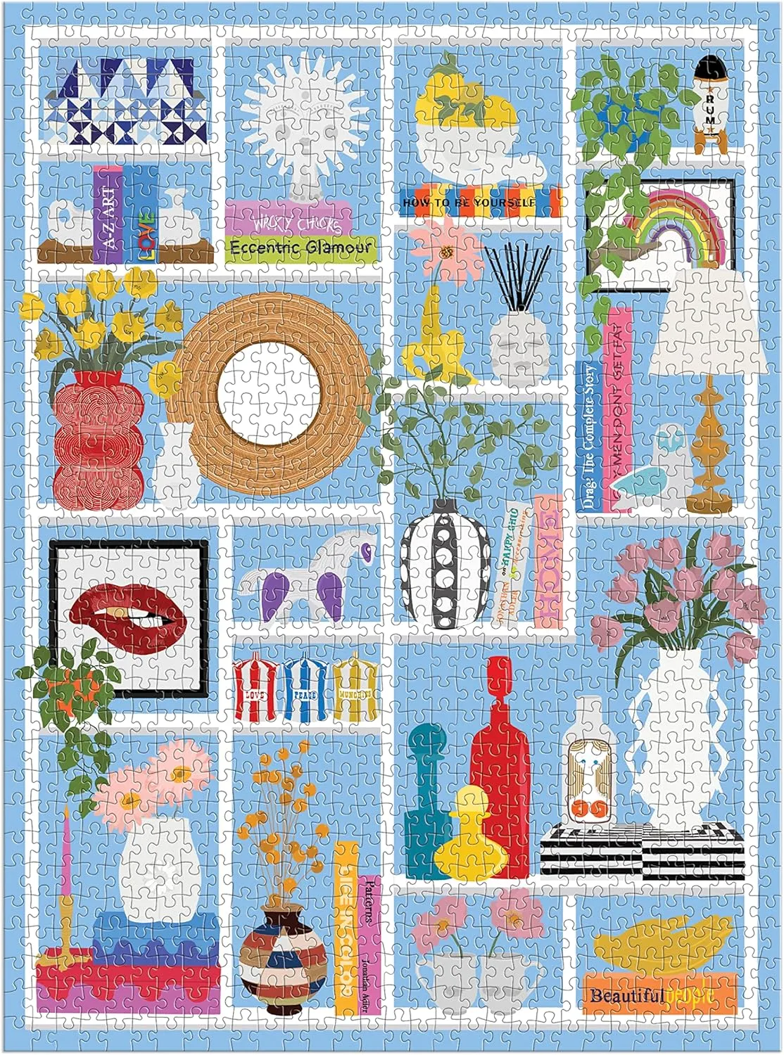 Galison Jonathan Adler Shelfie 1000 Piece Puzzle from Galison - 20" x 27" Puzzle Featuring Iconic Art by Jonathan Adler, Thick & Study Pieces, Challenging Jigsaw Puzzle for Adults, Great Gift Idea!