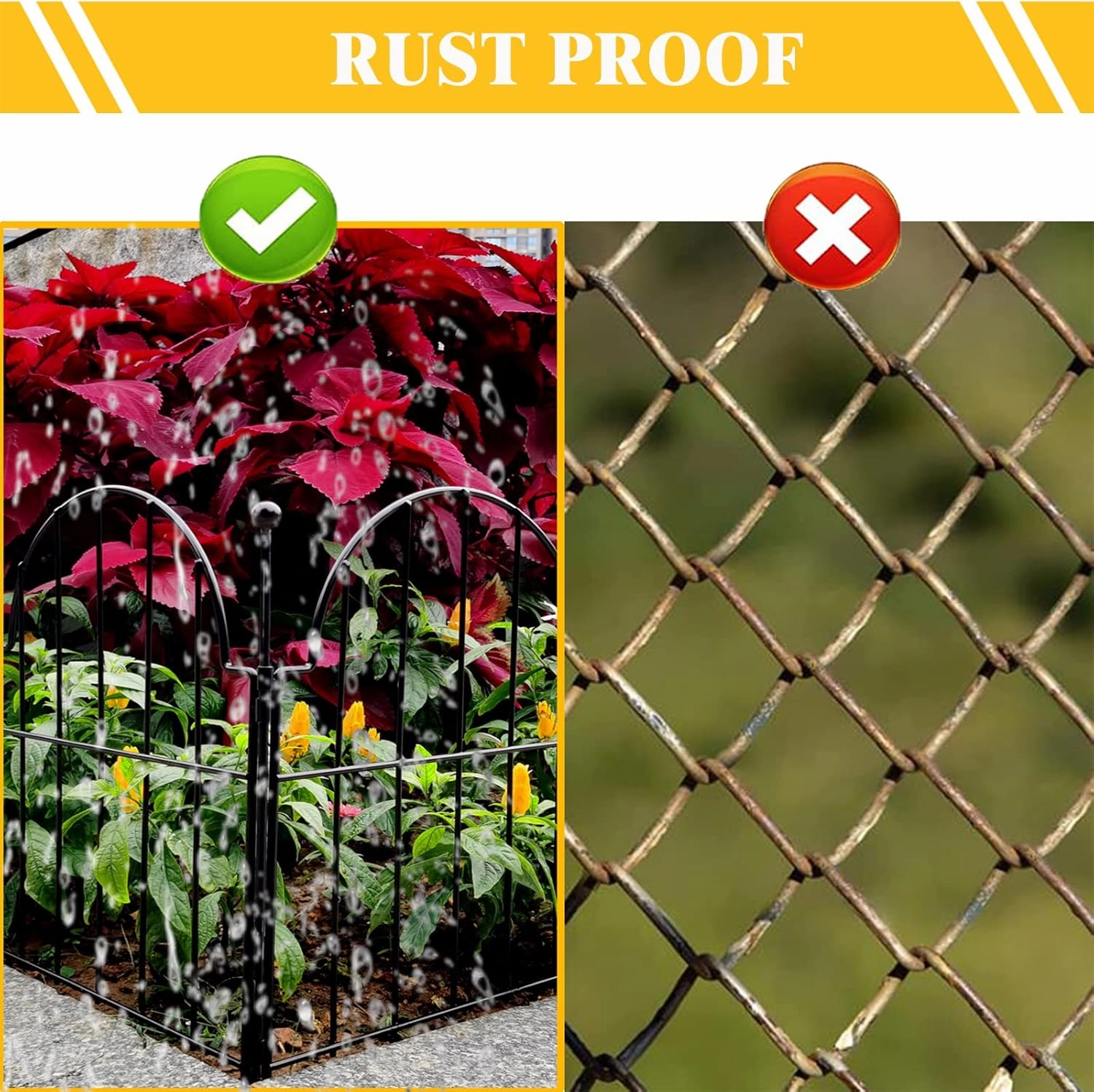 Garden Fence, 2 Panels 22 in(H) x 2.2 ft(L) Arched Rustproof Metal No Dig Fence Garden Fence Border, Ground Stake Animal Barrier Fence for Rabbit Dog, Outdoor Landscape Decor for Yard & Patio