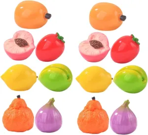 Garneck 14Pcs Miniature Resin Fruit Figurines Assorted Fake Fruits for Decoration Dollhouse Accessories Micro Landscape Photo Props and Lifelike Decorative Fruit