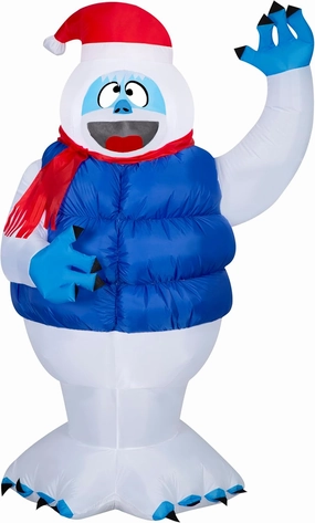 Gemmy Christmas Inflatable Bumble in Blue Puffer Vest, 6.5 ft Tall, Multi
