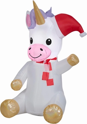 Gemmy Christmas Inflatable Unicorn, 4.5 ft Tall, Multi