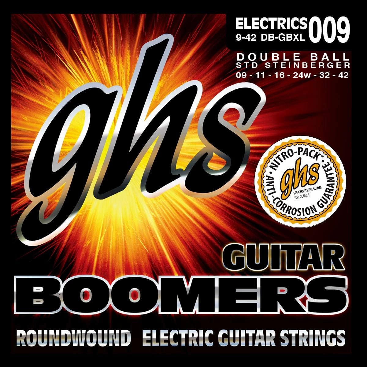 GHS Strings Guitar Boomers Electric Guitar Strings (DB-GBXL Set), Extra Light, 9-42