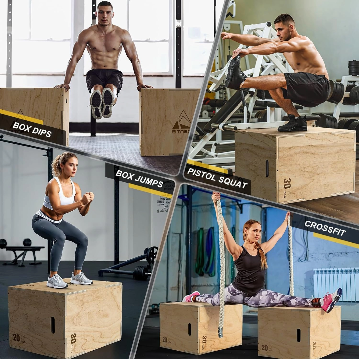 GIKPAL Plyo Box, 3-in-1 Heavy-Duty Plyometric Jump Box, Box Jumps for Home Gym Explosive Training, Multiple Options