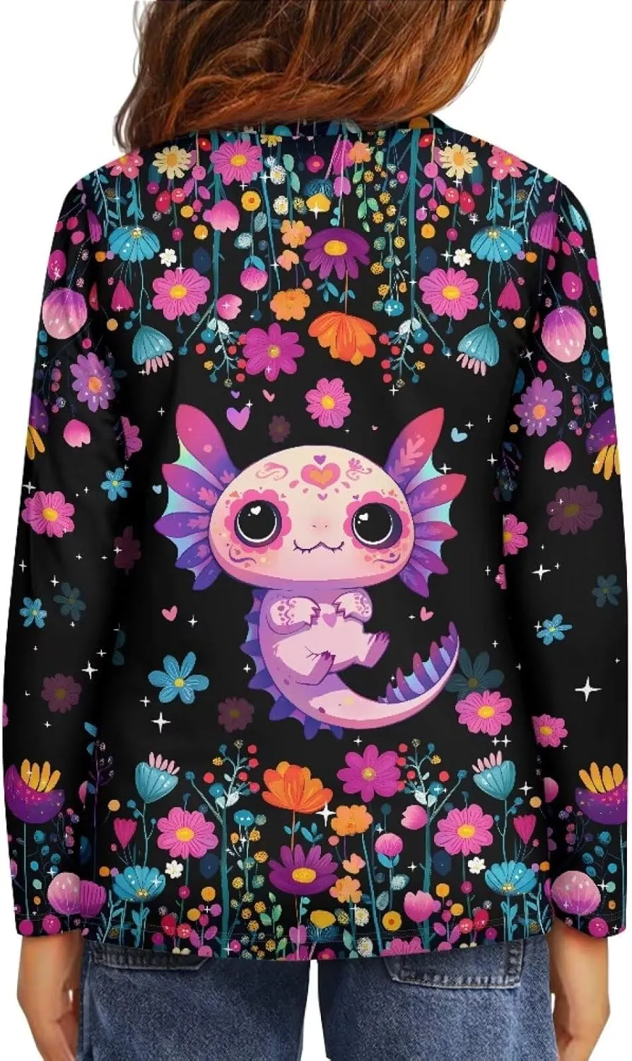 Girls Long Sleeve Shirt with Cute Graphic Casual Pullover Tops 3-16Y