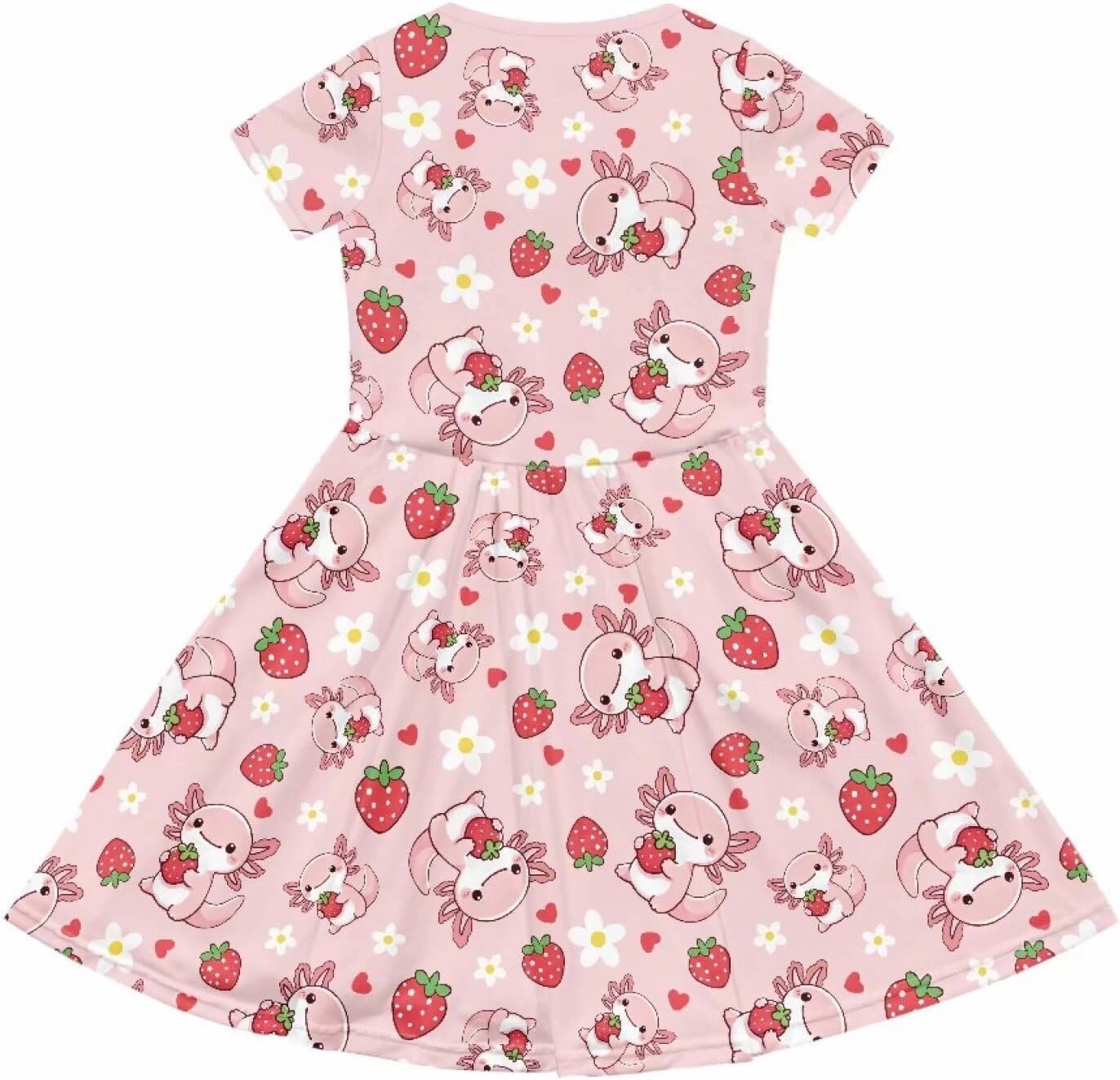 Girls Short Sleeve Dresses Casual Twirly Skater Dress with Pockets for 3-14 Years Old