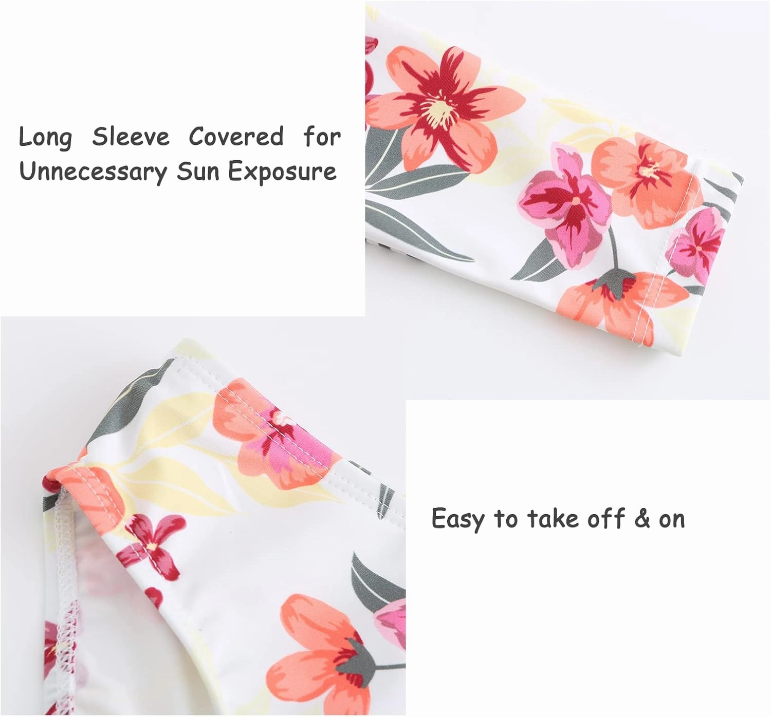 Girls Two Piece Rash Guard Swimsuits Set Long Sleeve Bathing Suit with UPF 50  Sun Protection Kids Sunsuits Swimwear Set