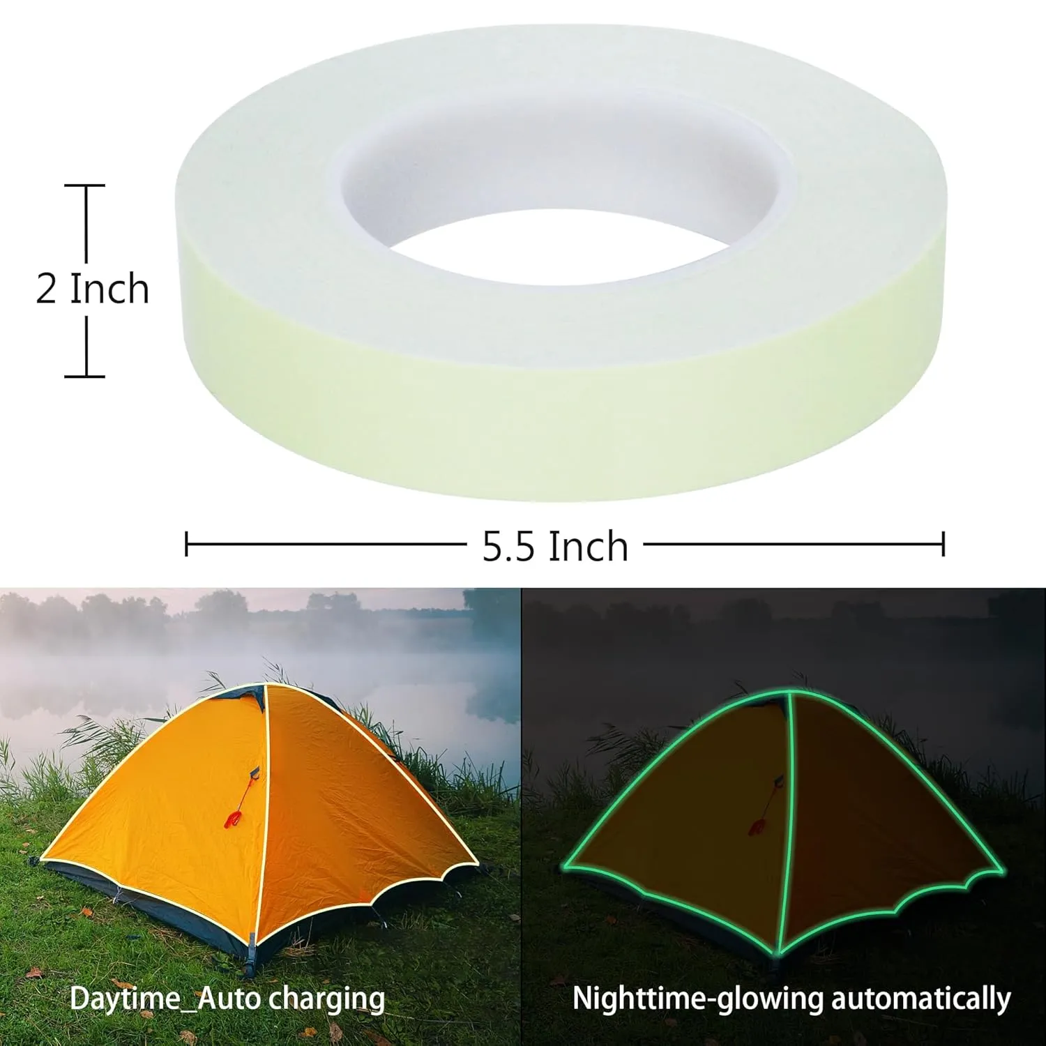 Glow Tape Glow in The Dark 1 Inch x 85 Feet Waterproof Green Fluorescent Tape for Halloween Decorations Outdoor Luminous Tape…