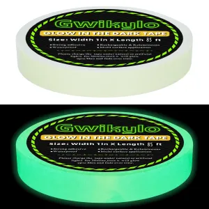 Glow Tape Glow in The Dark 1 Inch x 85 Feet Waterproof Green Fluorescent Tape for Halloween Decorations Outdoor Luminous Tape…