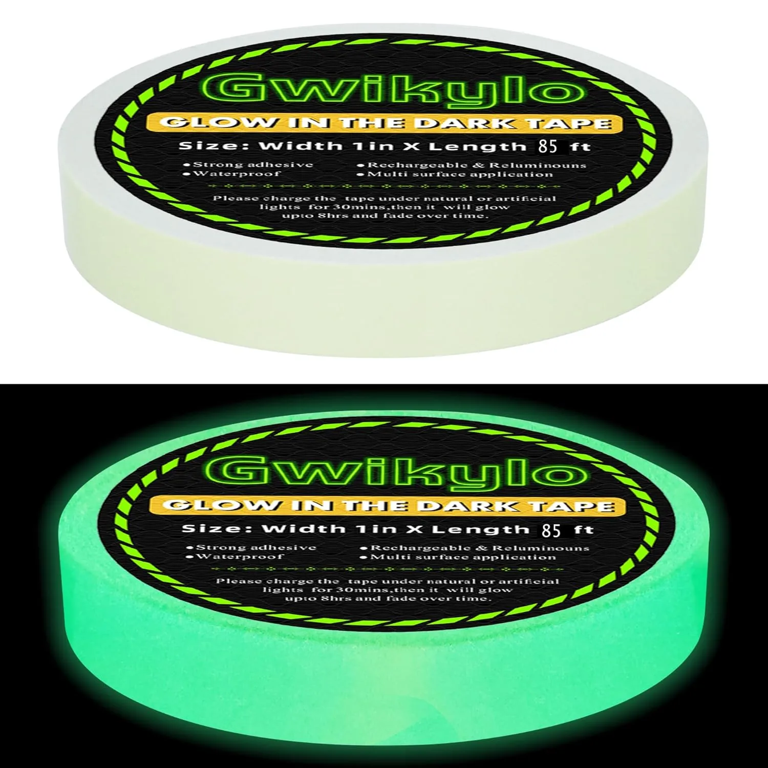 Glow Tape Glow in The Dark 1 Inch x 85 Feet Waterproof Green Fluorescent Tape for Halloween Decorations Outdoor Luminous Tape…