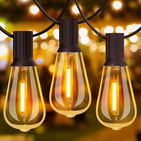GLUROO 60FT LED Outdoor Patio Lights Waterproof with 30 2 Vintage Bulbs Shatterproof Energy Saving,2700K Hanging Edison String Lights Outside for Backyard,Bistro,Camping,Gazebo