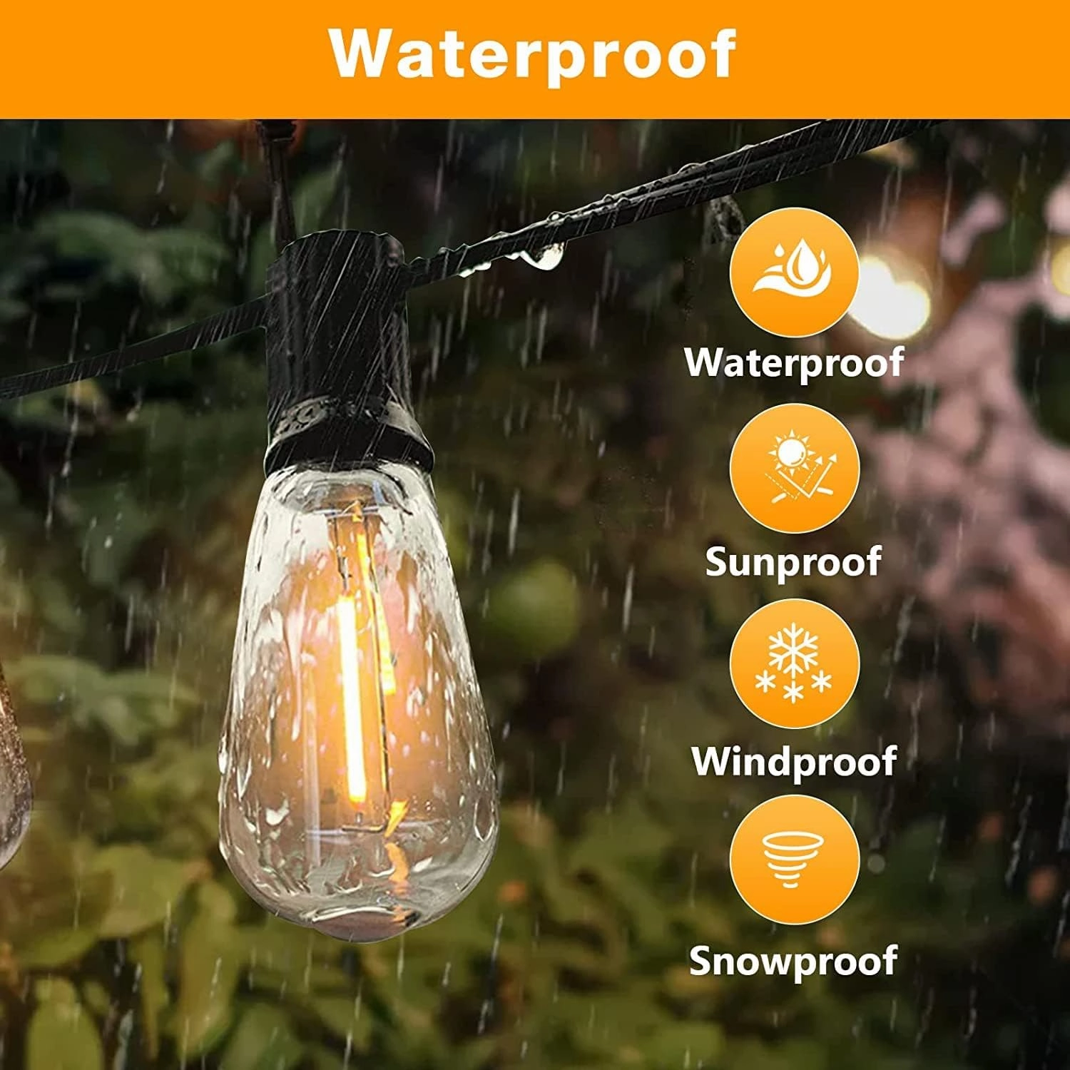 GLUROO 60FT LED Outdoor Patio Lights Waterproof with 30 2 Vintage Bulbs Shatterproof Energy Saving,2700K Hanging Edison String Lights Outside for Backyard,Bistro,Camping,Gazebo