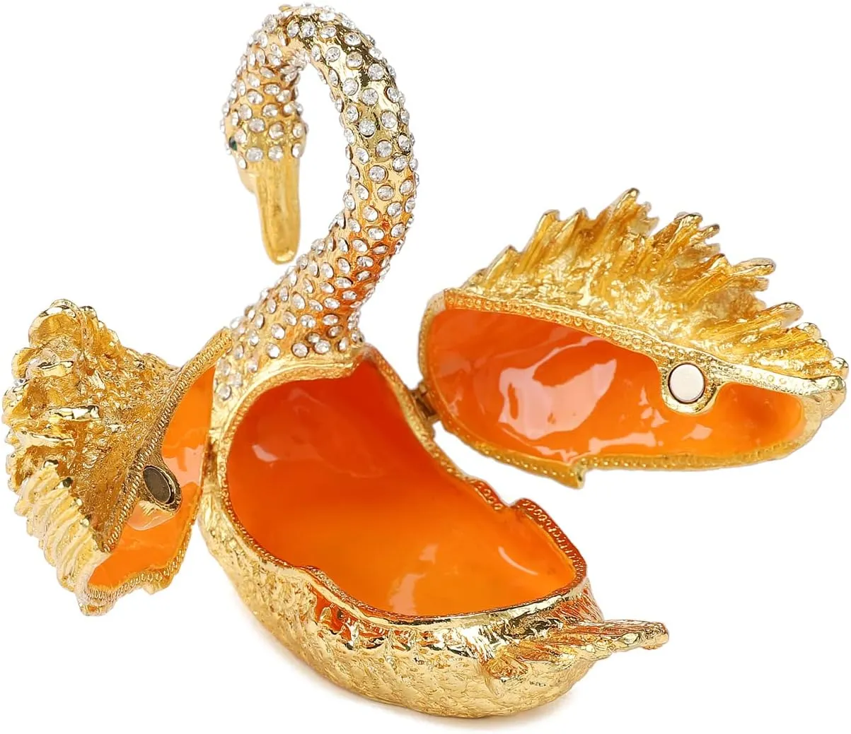Golden Swan Trinket Boxes Hinged Hand-Painted Jewelry Box Animals Figurine Craft Ornaments Unique Gift for Home Decor