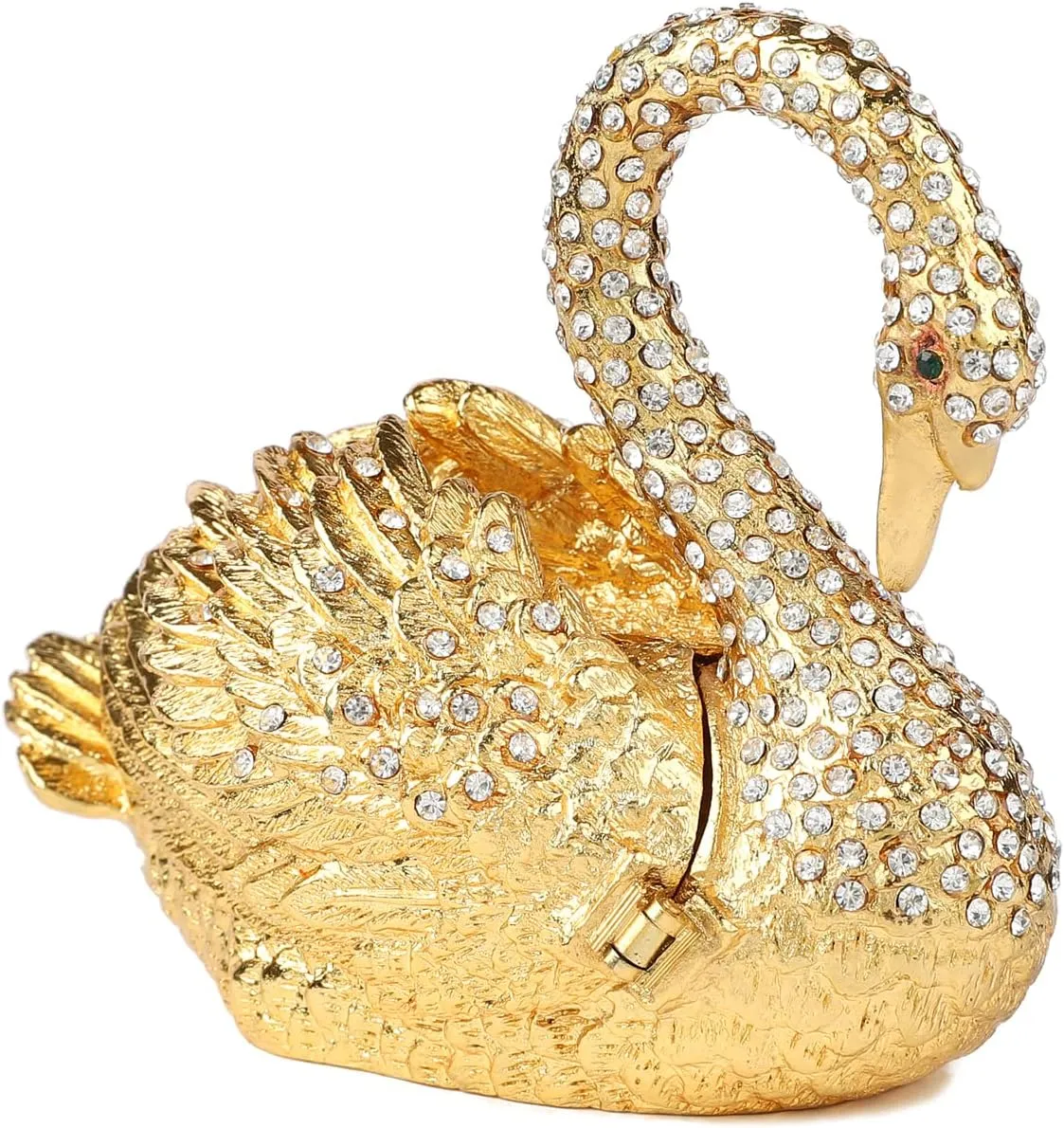 Golden Swan Trinket Boxes Hinged Hand-Painted Jewelry Box Animals Figurine Craft Ornaments Unique Gift for Home Decor