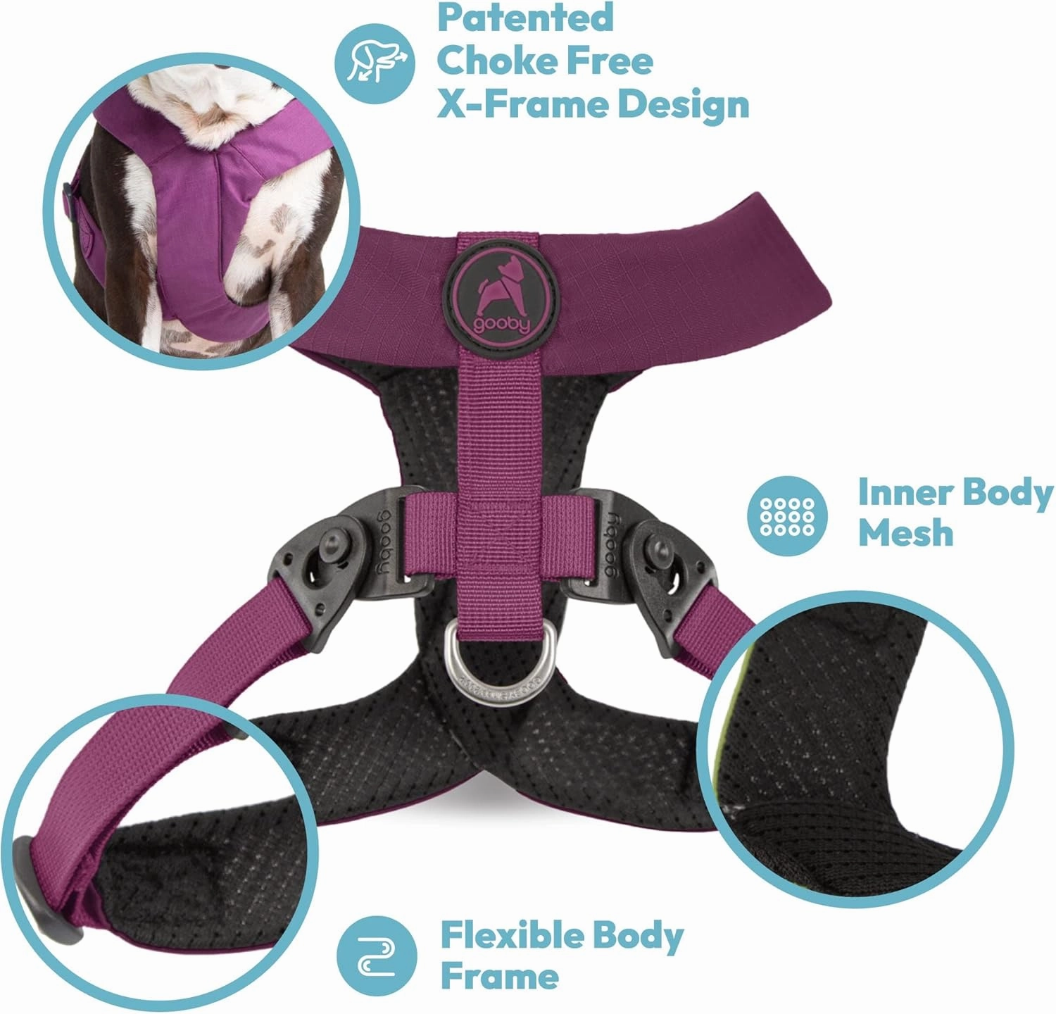 Gooby Comfort X Harness Dual Snap - Yellow, Medium - No Pull Small Dog Harness with Rotational Buckles and Patented Choke-Free X Frame - Dog Harness for Medium Dogs No Pull and Small Dogs