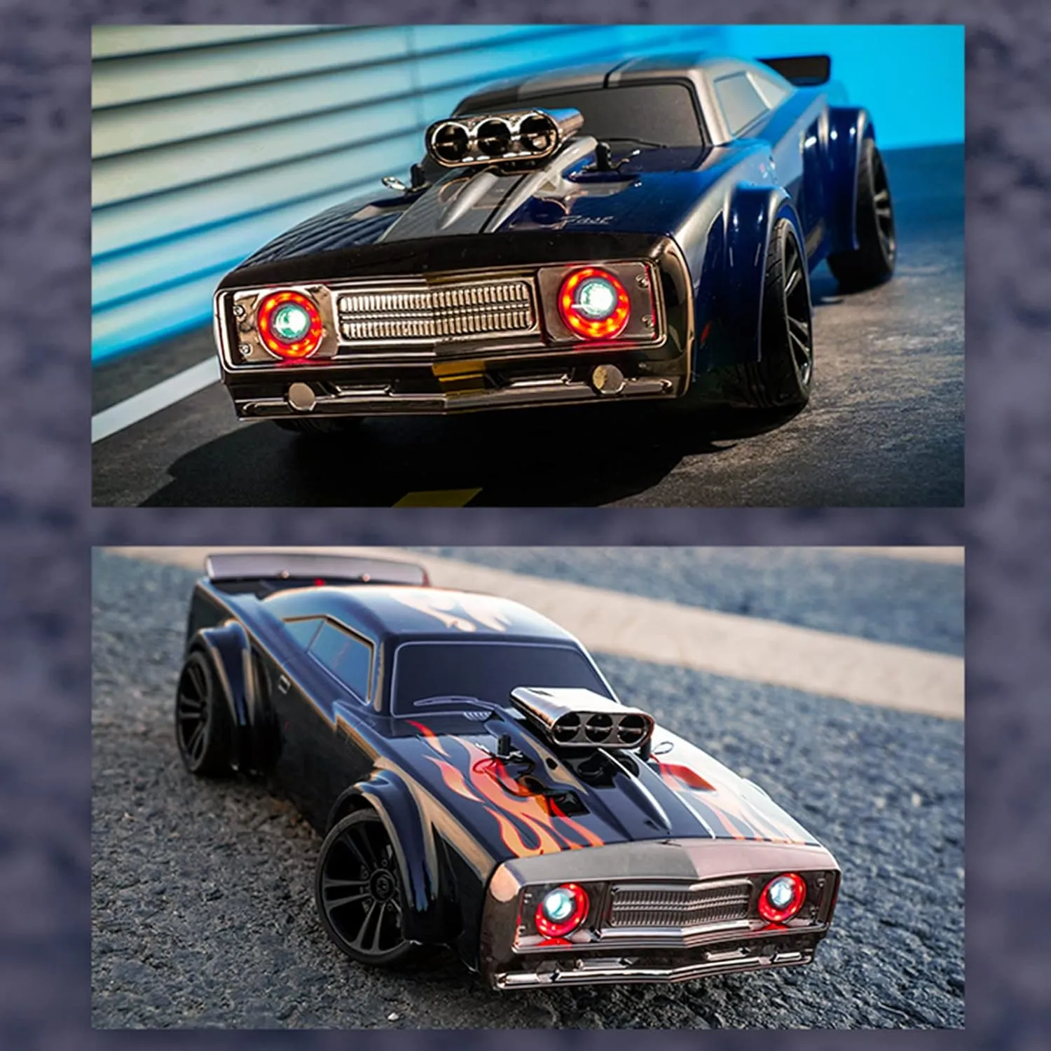 GoolRC RC Drift Car, 1:16 Scale Remote Control Car, 4WD 35KM/H High Speed Racing Car, 2.4GHz RC Drifting Car for Adults with Cool LED Lights, Extra Drift Tires and 2 Batteries (Red)