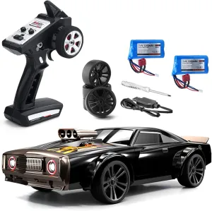 GoolRC RC Drift Car, 1:16 Scale Remote Control Car, 4WD 35KM/H High Speed Racing Car, 2.4GHz RC Drifting Car for Adults with Cool LED Lights, Extra Drift Tires and 2 Batteries (Red)