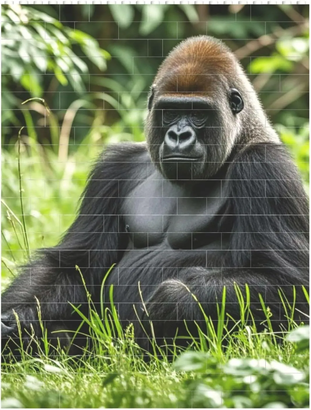 Gorilla in The Grass Building Block Puzzle Personalized Building Bricks for Adults Square Shaped Block Puzzle Building Valentine's Day Gifts for Home Decor Brick Puzzle