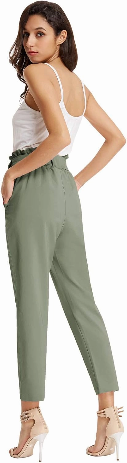 GRACE KARIN Women's Paper Bag Waist Pants Slim Fit Casual Office Pencil Pants