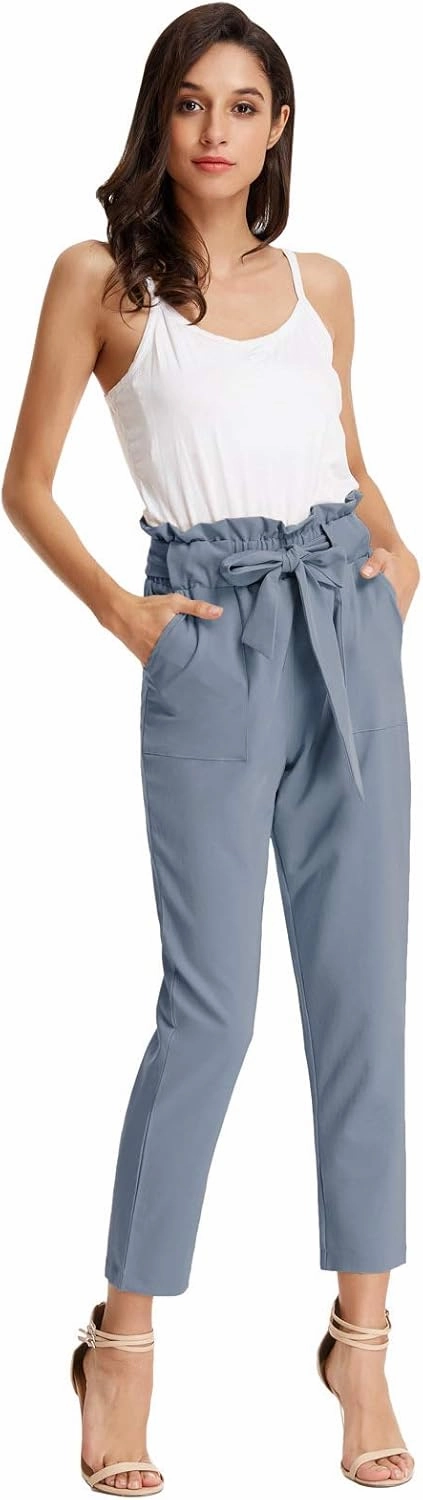 GRACE KARIN Women's Paper Bag Waist Pants Slim Fit Casual Office Pencil Pants