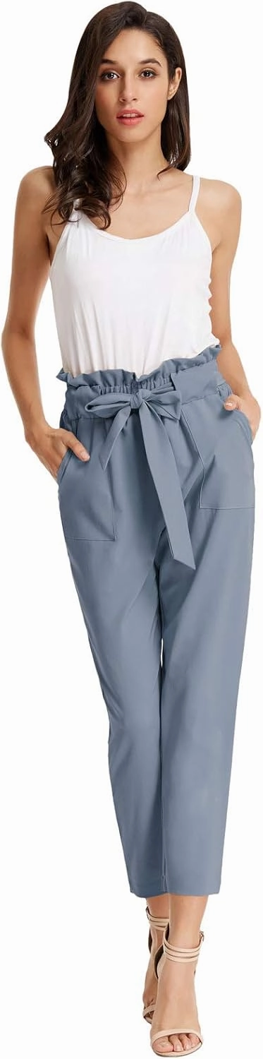 GRACE KARIN Women's Paper Bag Waist Pants Slim Fit Casual Office Pencil Pants