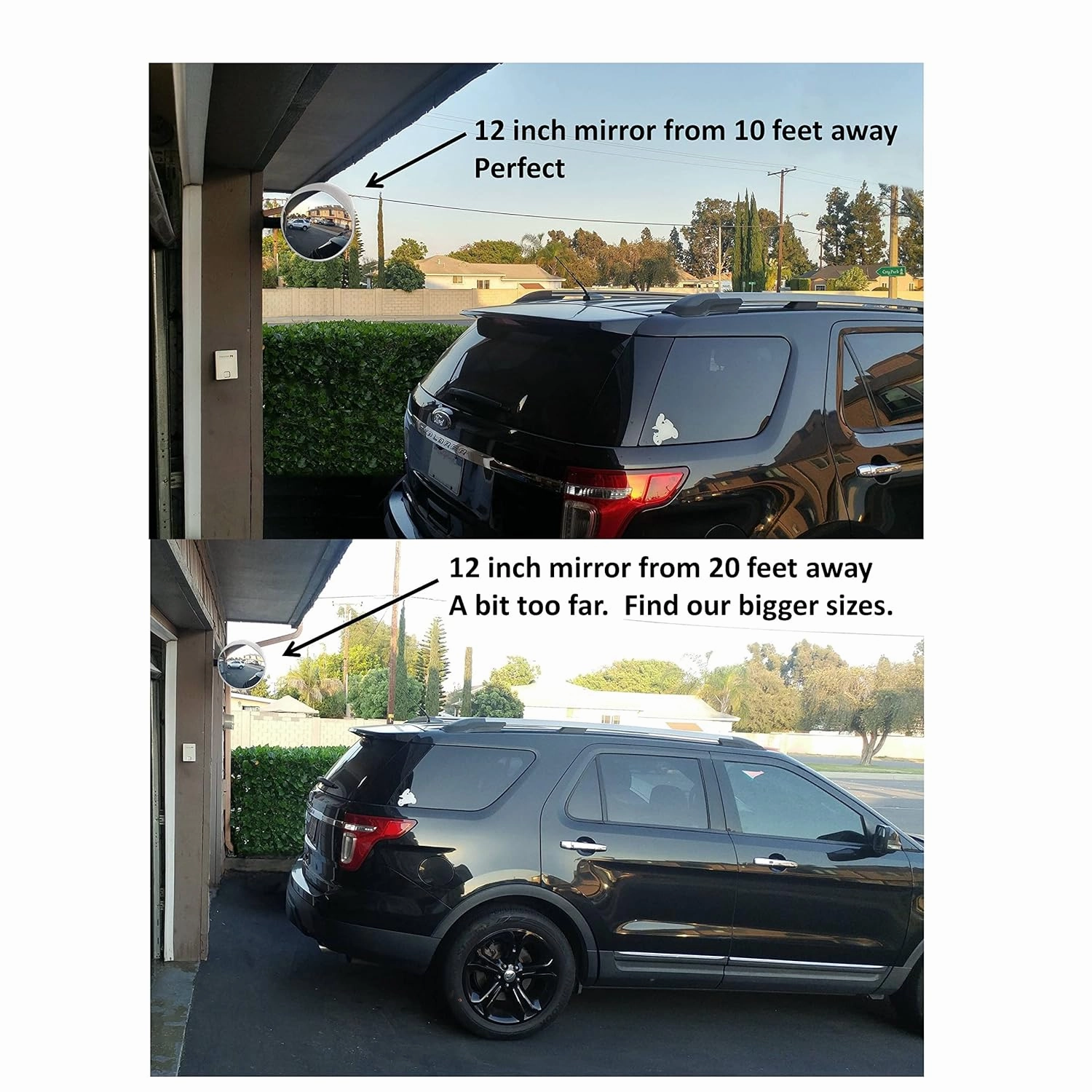 Grey 12 inch Convex Mirror, Outdoor or Indoor, Wide Angle View, Curved Traffic Safety and Security Mirror 310 mm