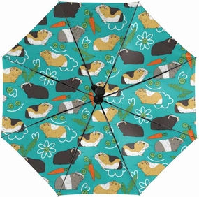 Guinea Pig Portable Automatic Umbrella Windproof Auto Open Close Compact Waterproof Lightweight Umbrellas