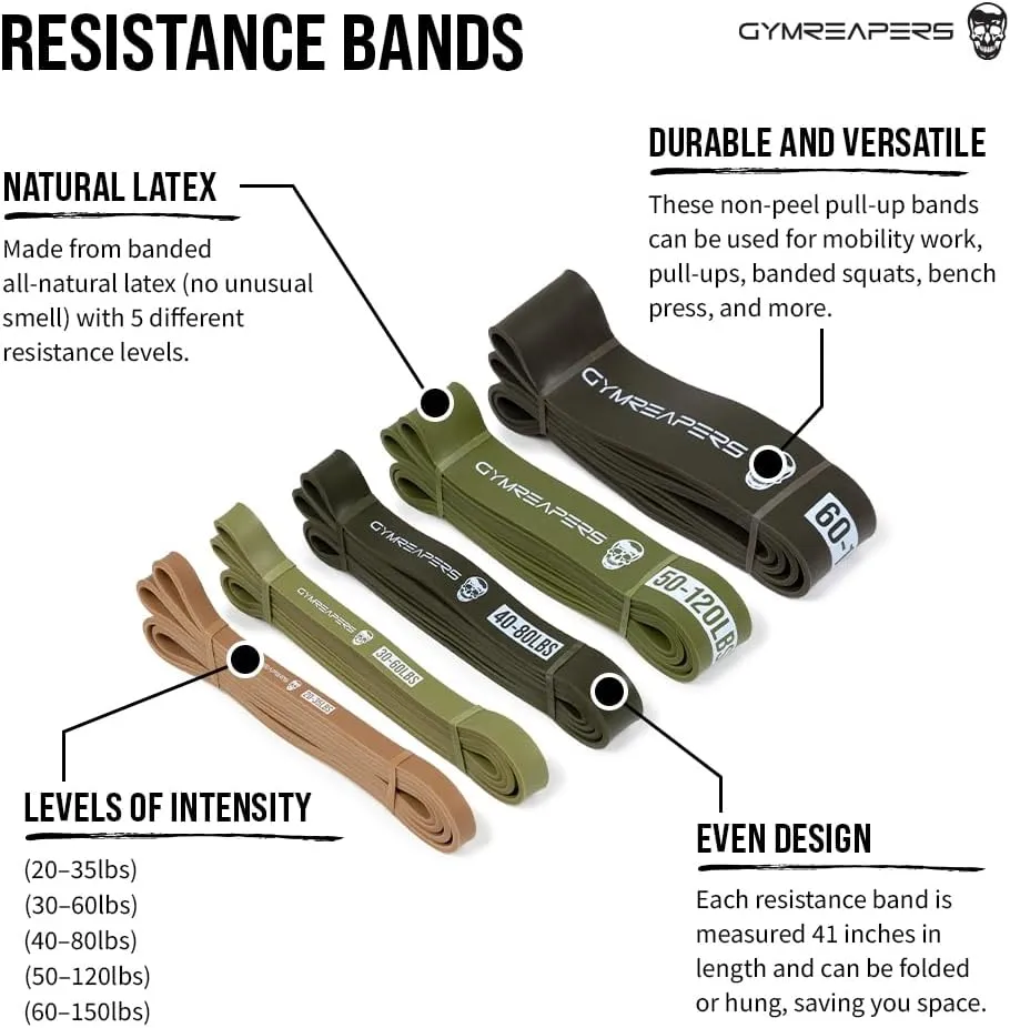 Gymreapers Pull up Resistance Bands for Weight Lifting, Pull Ups - Assistance Bands for Powerlifting, Stretching, WOD, Strength Training - for Men & Women