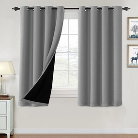 H.VERSAILTEX 100% Blackout Curtains for Bedroom Thermal Insulated Blackout Curtains 54 inch Length Heat and Full Light Blocking Curtains for Living Room with Black Liner 2 Panels Set, Dove Gray