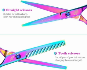 Hairdressing Set Hair Scissors 6 Inch Professional Hairdressing Cutting Styling Steel Thinning Scissor Hair Straight Barbershop Salon Set Set(Bright Pink)