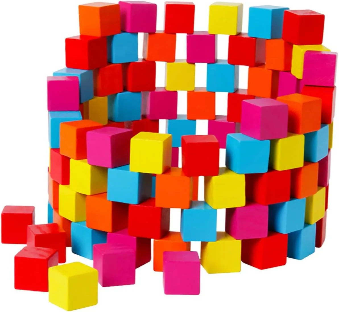 HANABASS 100PCS Colorful Cube Building Blocks Early Education Teaching for Safe Sturdy Blocks for Color Recognition and