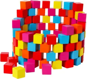 HANABASS 100PCS Colorful Cube Building Blocks Early Education Teaching for Safe Sturdy Blocks for Color Recognition and