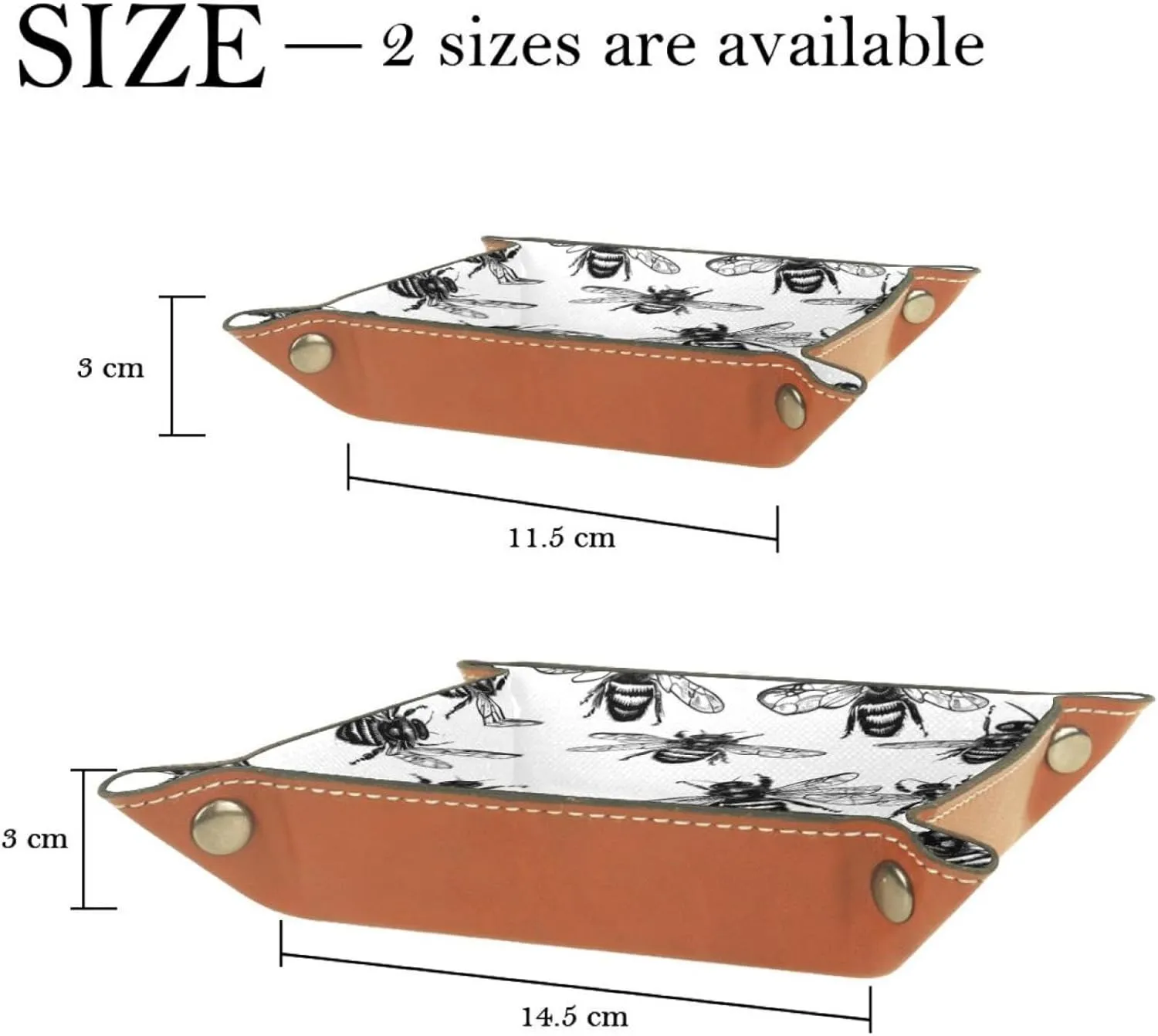 Hand-Painted Black Bee Stacking Jewelry Organizer Trays, Desk Drawer Earring Tray for Women and Girls, Small Jewelry Storage Tray