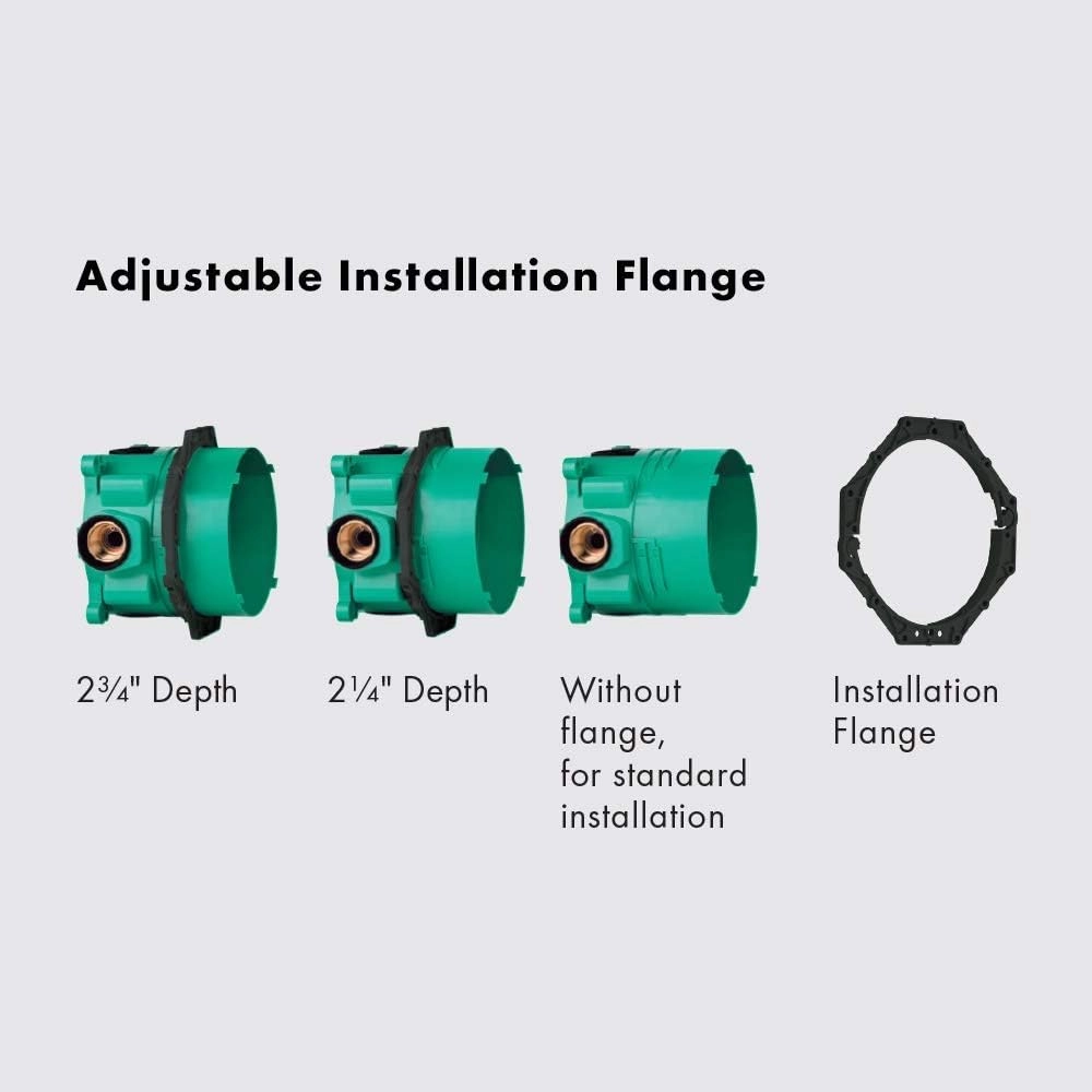 hansgrohe Ecostat Modern Premium Easy Control 2-Handle 7-inch Wide Pressure Balance with Diverter in Chrome, 04447000 with iBox Universal Leak Preventing Valve Rough-in with Service Stop
